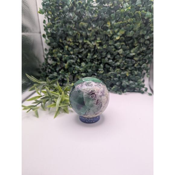 Large rainbow fluorite Sphere witchy UV collectible crystal purple pink snow - Picture 2 of 7